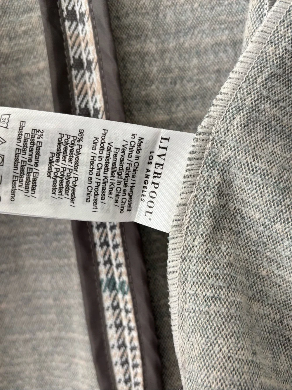 Liverpool Los Angeles Beige Gray Plaid Open Front Blazer Size M - Picture 10 of 12